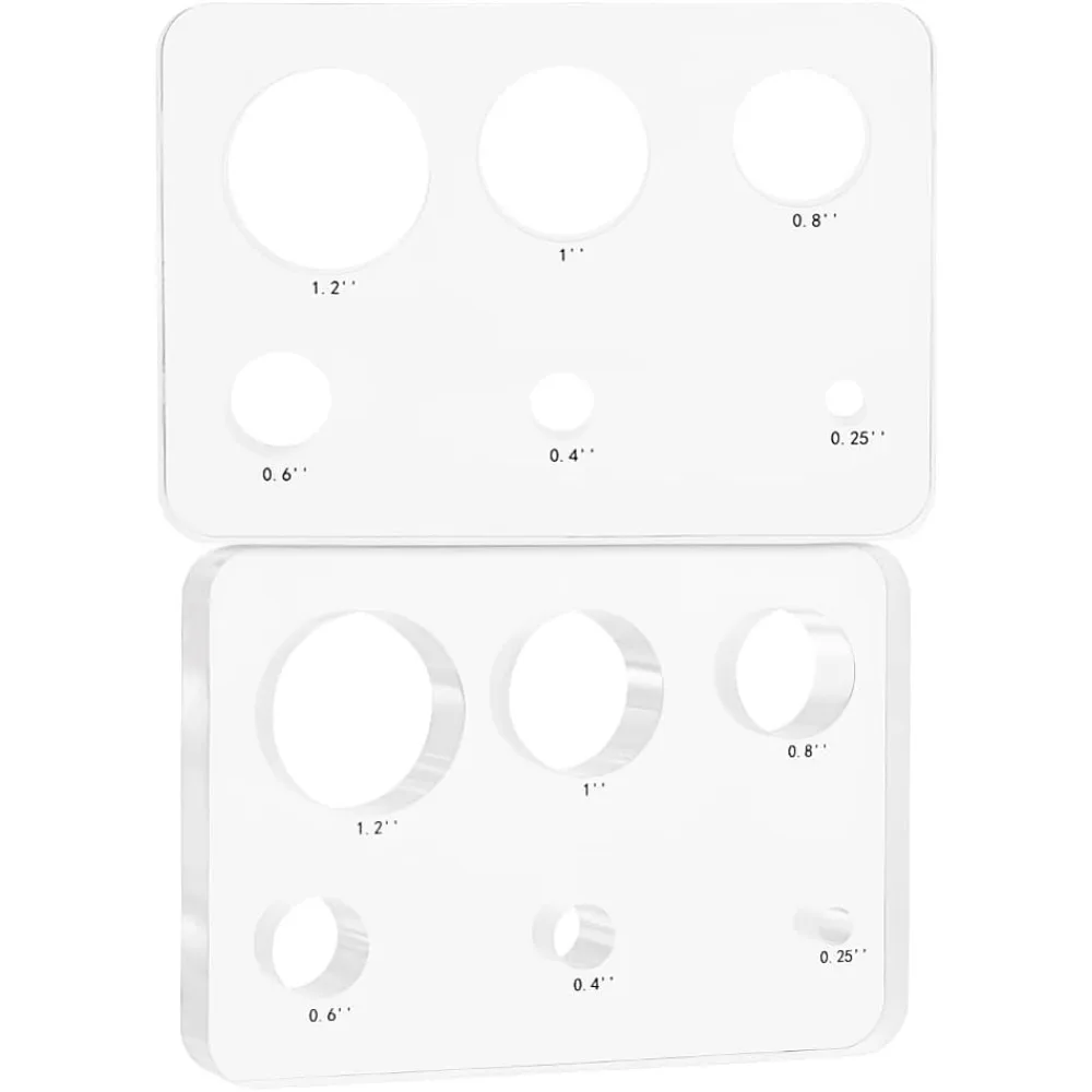 Acrylic Doll Eye Measure Tool Doll Eyeball Gauge Board Clear Rectangle 79x114x12mm Hole: 6.5mm/10mm/15mm/20.5mm/25.5mm/30mm