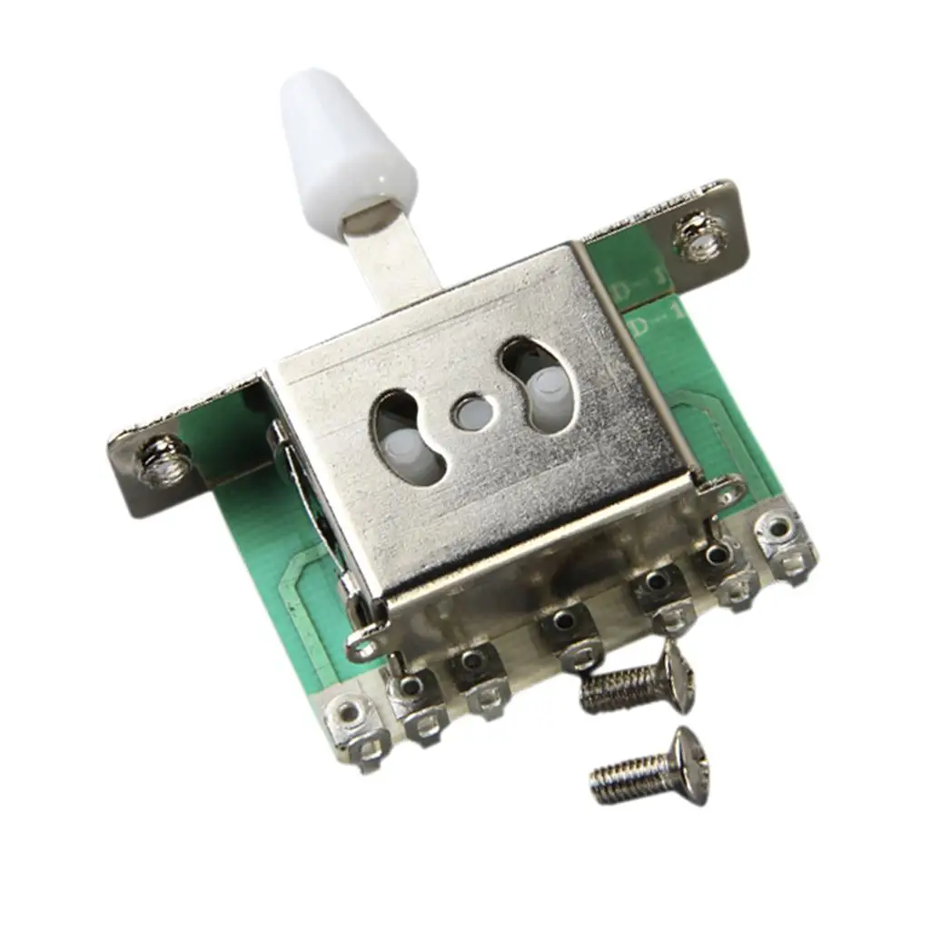 Guitar Parts 5 Way Switch Lever Action Plastic White Knob Compatible with Electric Guitar Pedal Setup and Repair Tool