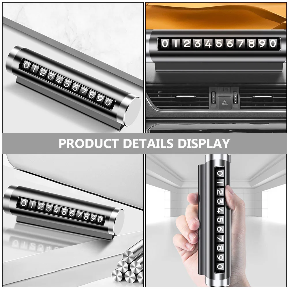 

2Pcs Car Parking Card Temporary Phone Sturdy Aluminum Alloy High Strength Dashboard Use Vehicle Accessory