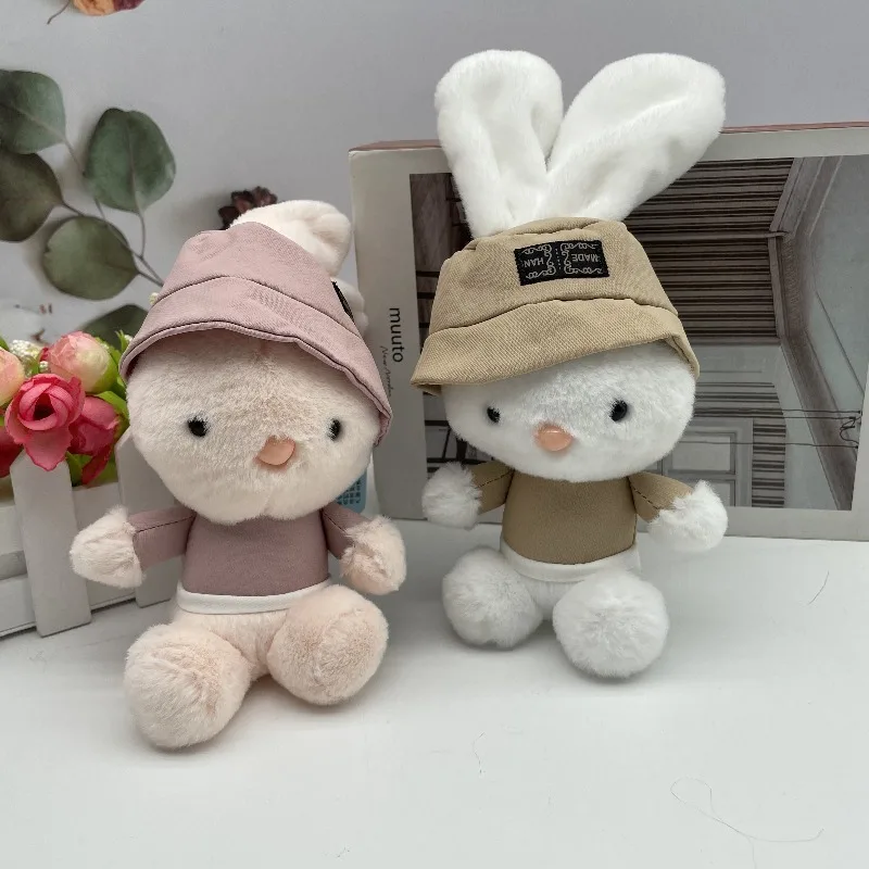 12cm New Hat Rabbit Plush Keychain Toys Cute Bunny Doll Backpack Pendant Bag Ornament Sweet Gift for Girls & Couple Party Decor