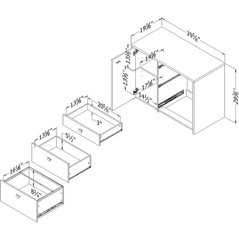 Unité de rangement de bureau à 1 porte avec fichier MEL, blanc pur