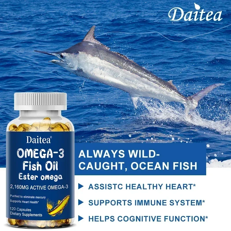 Omega Softgels - Concentrated Omega-3 Fish Oil, EPA & DHA Non-GMO Gluten-Free Supplement for Heart, Brain, Eyes & Immune Health