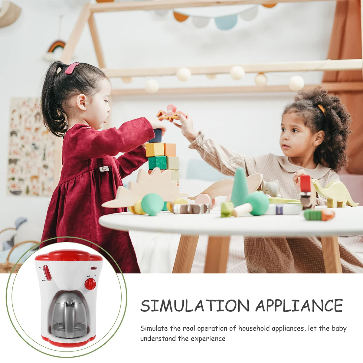 1pc Machine à café créative pour enfants rouge Mini cafetière électrique maison de jeu Imitation cuisine cuisine éducative pour