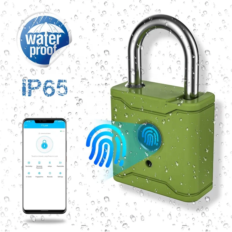 Fingerprint Padlock Large Size Smart Lock Bluetooth Padlock with Keyless Biometric Waterproof for Warehouse, Gym Cabinets