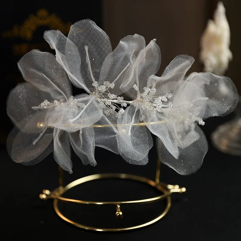 Tocado de novia con flores, hilo de seda, accesorios para el cabello de boda Mori, novedad