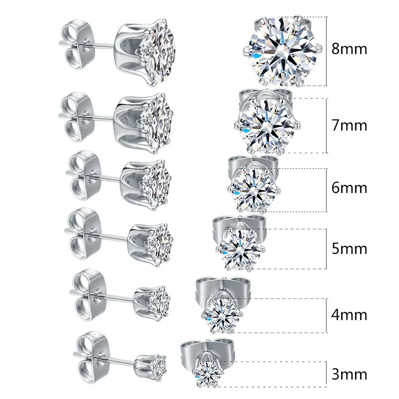 100% 925 Sterling Silver Real 0.1-3.0carat Six Claws Moissanite Stud Earrings For Women Men 2023 Trend Sparkling Fine Jewelry