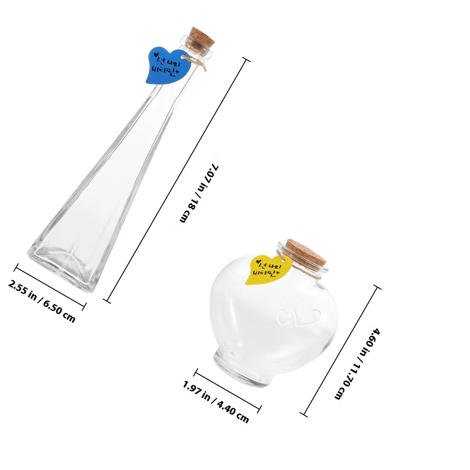 3Pcs Sand Ceremony Bottle Set Glass Wishing Drift Ornament DIY Craft Decor Wedding Keepsake Jar Transparent Container with Cork