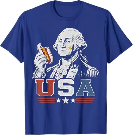 George Washington Glizzy USA Lustiges Hotdog-T-Shirt zum 4. Juli Y2k Humor BBQ Steak Hot Dog Würstchen Grafik-Bekleidung Grill-Comic – Detail 9