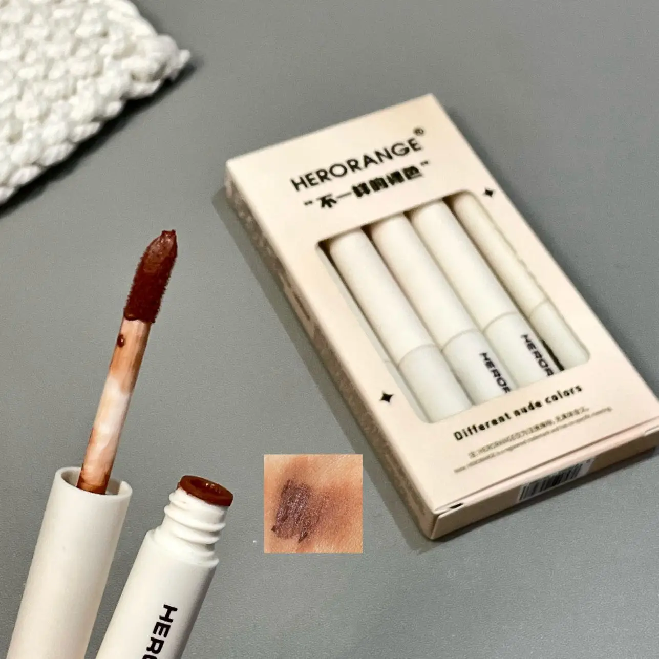 Herorange Matte Lip Glaze Set, Vijf stuks, Langdurig, Niet-vervagend, Ultrahoge kleurweergave Lipgloss, Damescosmetica, Vakantiecadeau