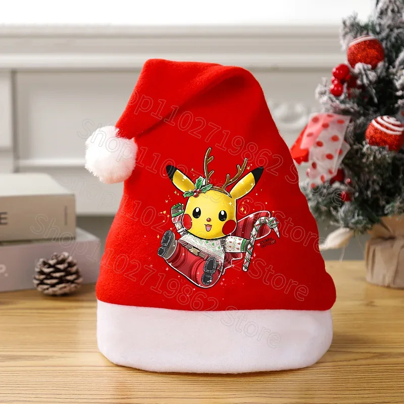 Pokemon Pikachu Christmas Ornaments Santa Hats New Year Dinner Party Home Decor Xmas Hat Cartoon Anime Derivative Peripherals