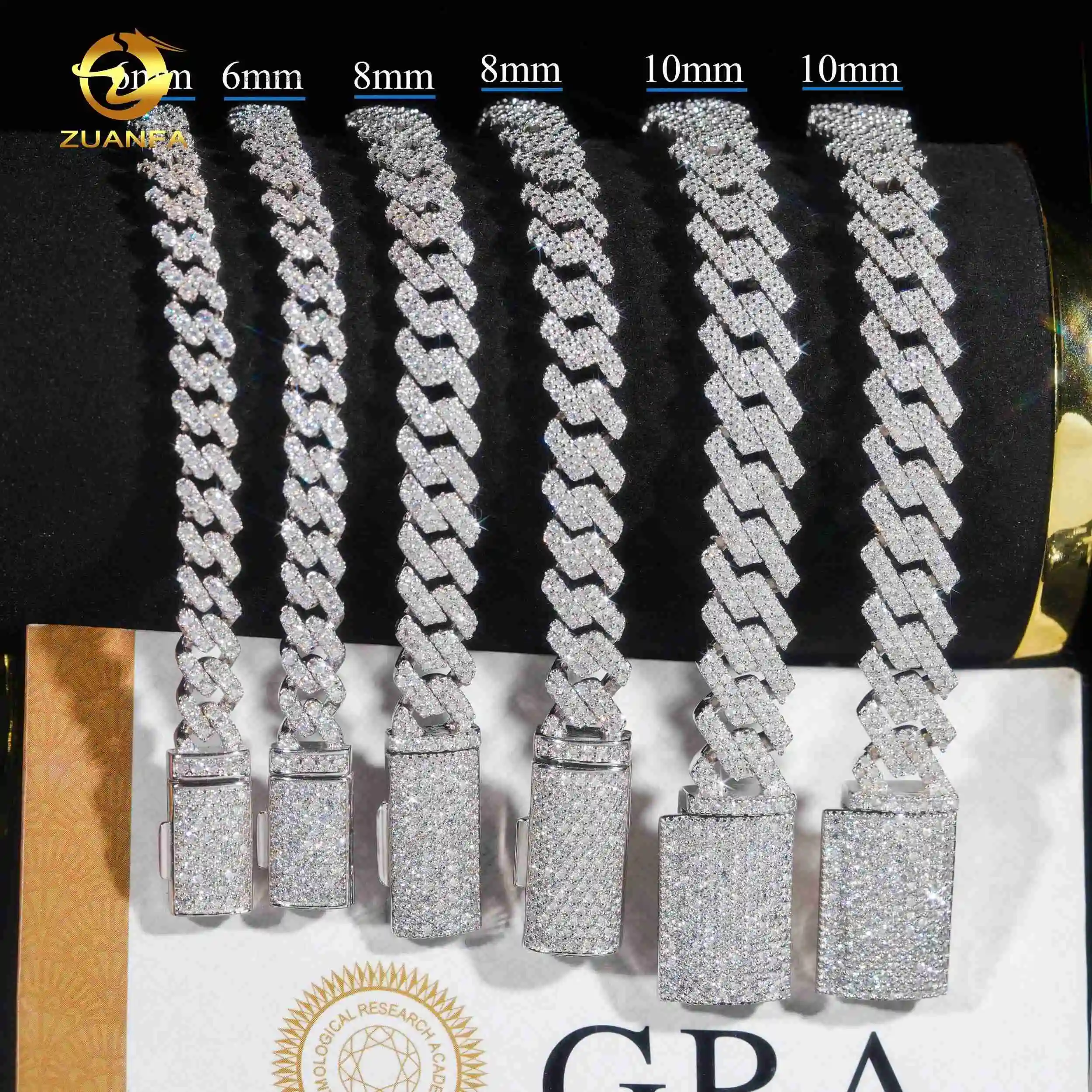Sale Hot Fine Jewelry Lab Diamond S925 Sterling Silver Rhodium Plated Moissanite Bracelet Men Cuban Link Bracelet..