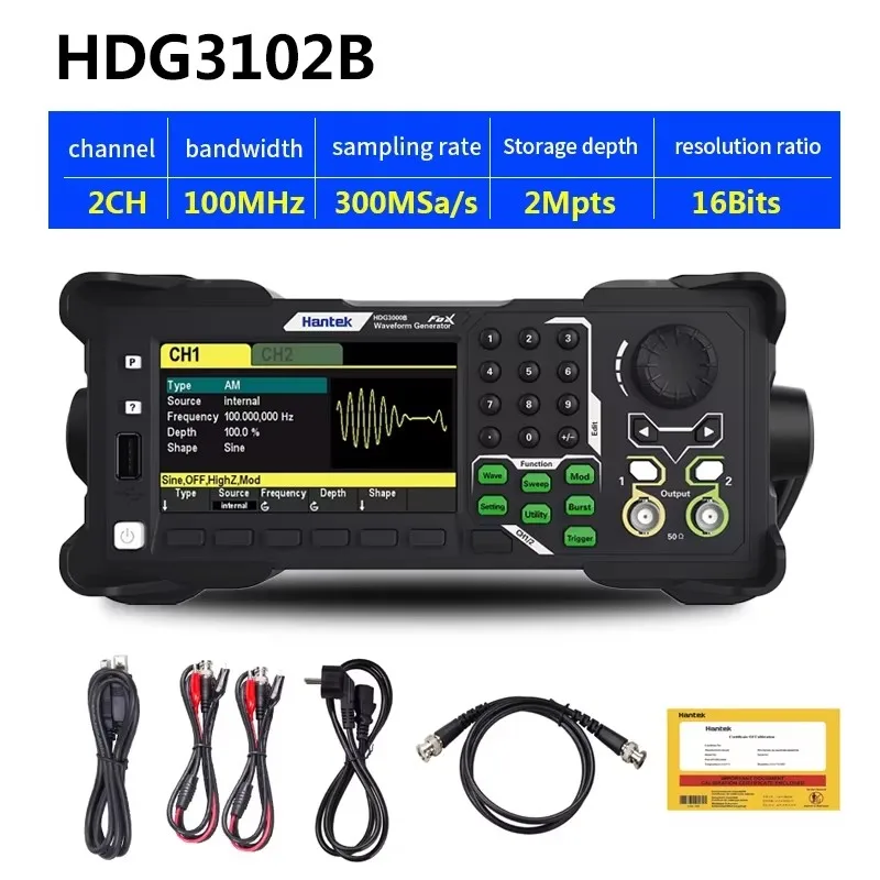 hantek 2-channel signal generator arbitrary waveform pulse function harmonic frequency meter 5-in-1 HDG3022B HDG3102B 16BIT