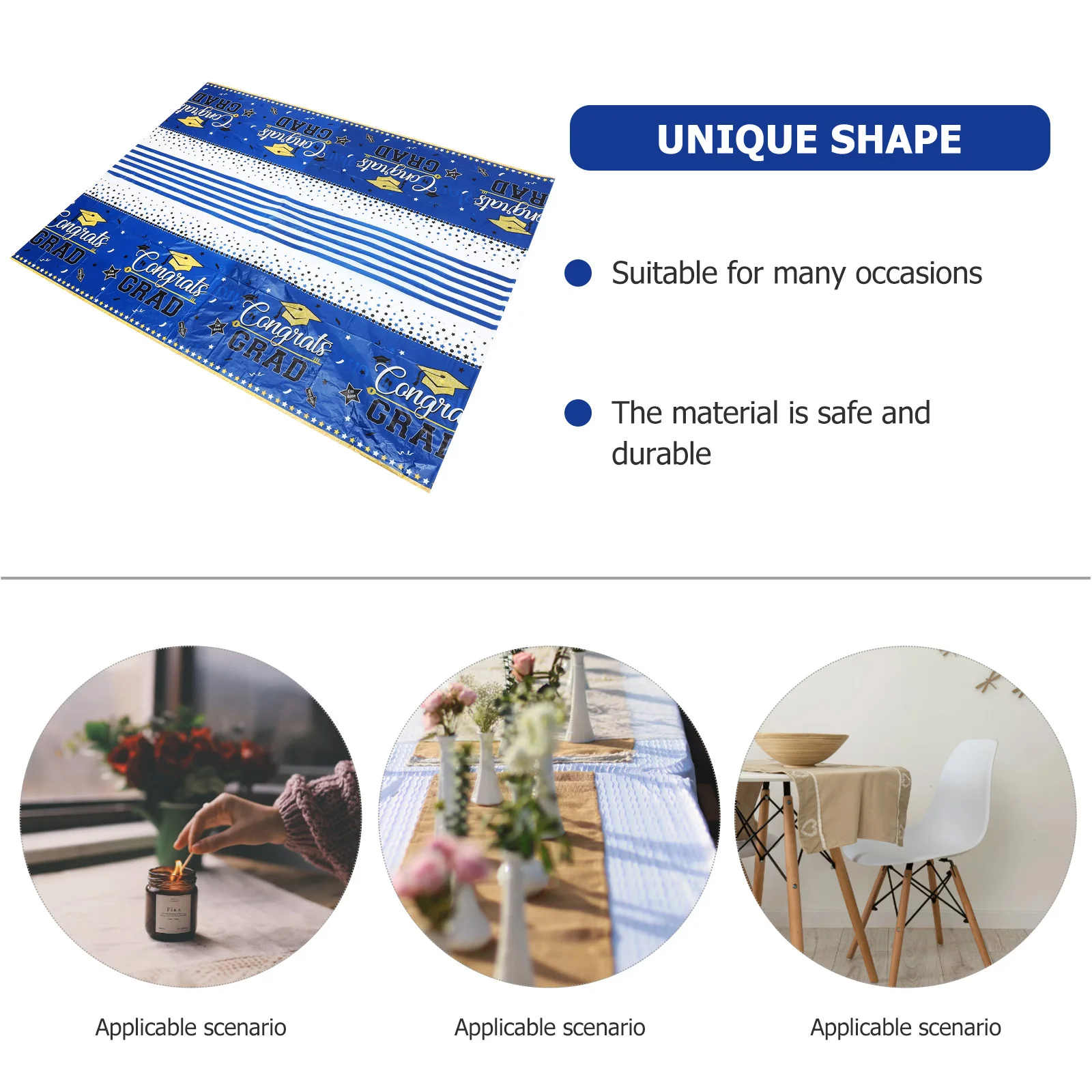 

Graduation Tablecloth 2023 Congrats Grad Design Pe Material Decorative Table Runner for Dinner Party Home Hotel Restaurant Use