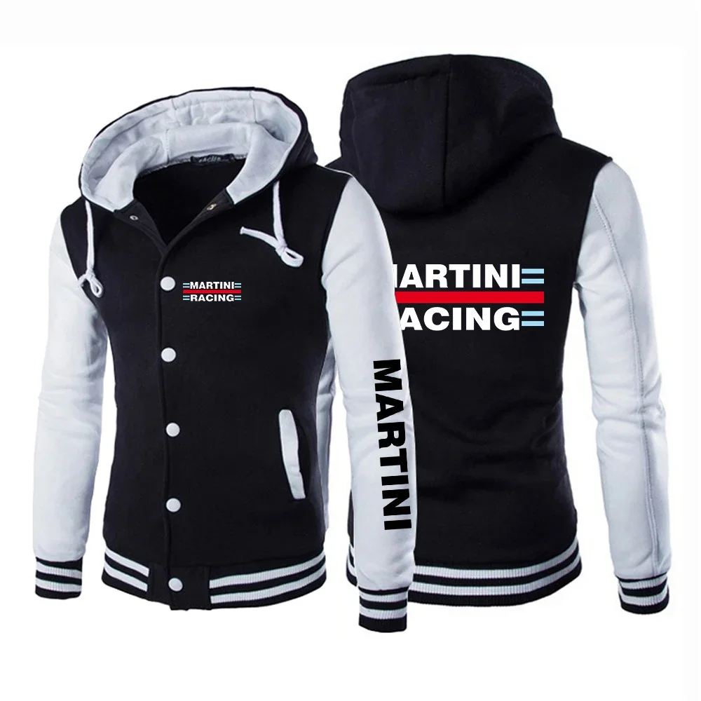 

2024 Autumn Martini Racing Logo Print Hooded Patchwork Sleeve Baseball Uniform Outerwear Men's Sports Cotton High Street Hoodies