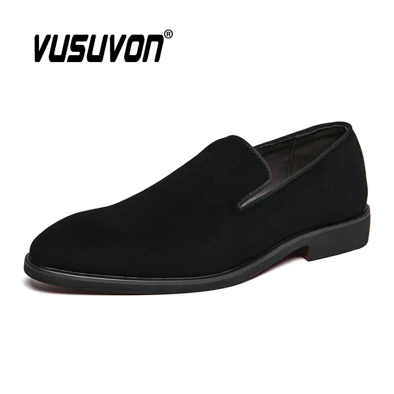 Men Loafers Shoes Cow Suede Leather 38-46 Big Size Fashion Black Slip-On Flats Classic Bussiness Formal Casual Mules