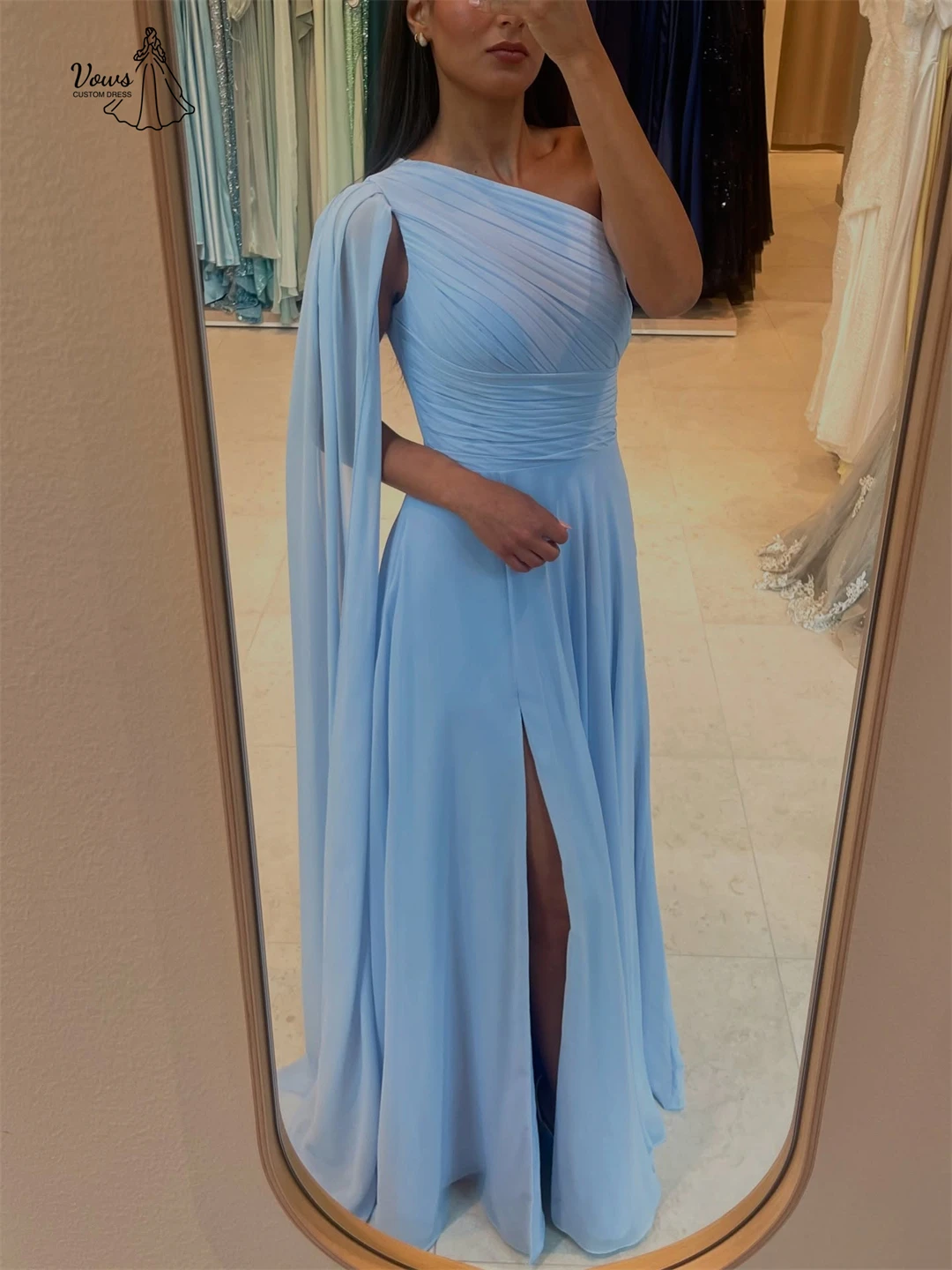 فساتين سهرة بأكمام واحدة وكتف واحد، فساتين أنيقة للنساء للمناسبات الخاصة، مصنوعة حسب الطلب، فستان حفلات الزفاف