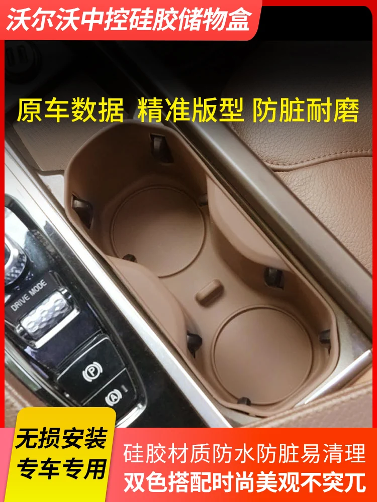 

Automotive Accessories Cup Holder Protective Pad Cup Holder Storage Box for Volvo XC60 S90 S60 XC90 V60 Central Console