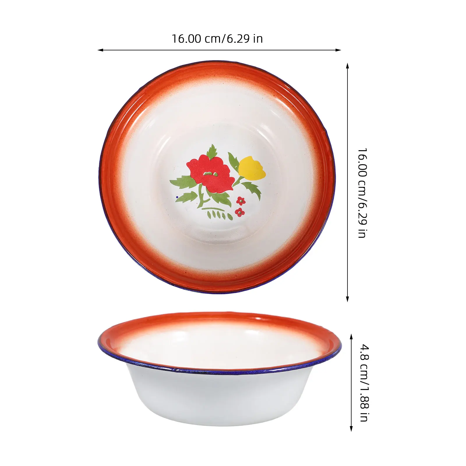 

Large Capacity Vintage Enamel Bowl Thickened Retro Soup Basin For Home Use Chinese Style Food Storage Bowl Gift Kitchen Barware