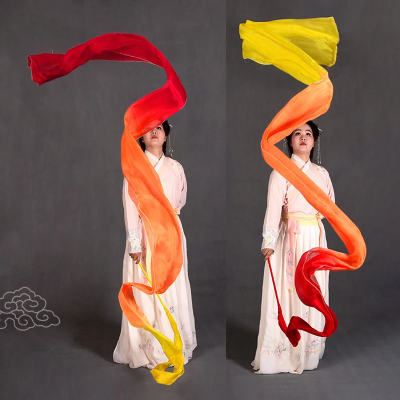 

1pc Polyester Belly Dance Streamer Rhythmic Gymnastics Gradient Long Silk Ribbons Artistic Classical Dance Accessories