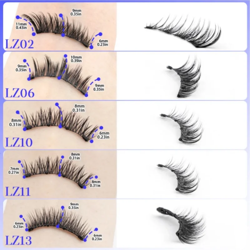 재사용 가능한 마그네틱 속눈썹 트위저 세트, 사용하기 쉬운 속눈썹 익스텐션, 자연스러운 컬러, 인조 속눈썹에 3 단계 압박, 5 가지 스타일