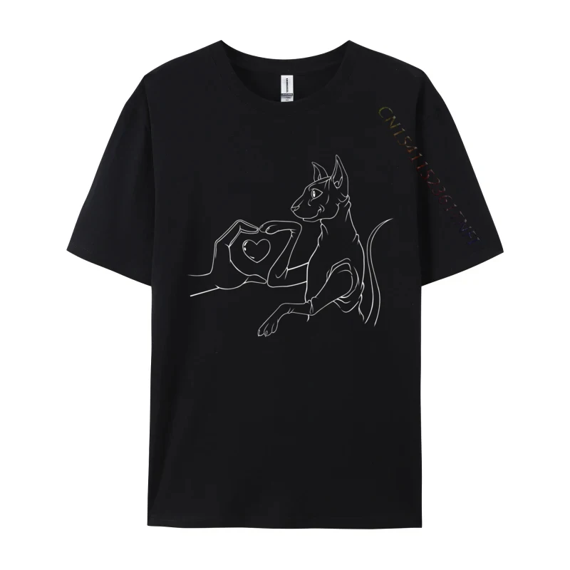 Line Art Sphynx Cat Canadian Hairless Design Cool T Shirts Tops T Shirt for Men Discount Cotton Fabric Custom Tshirts