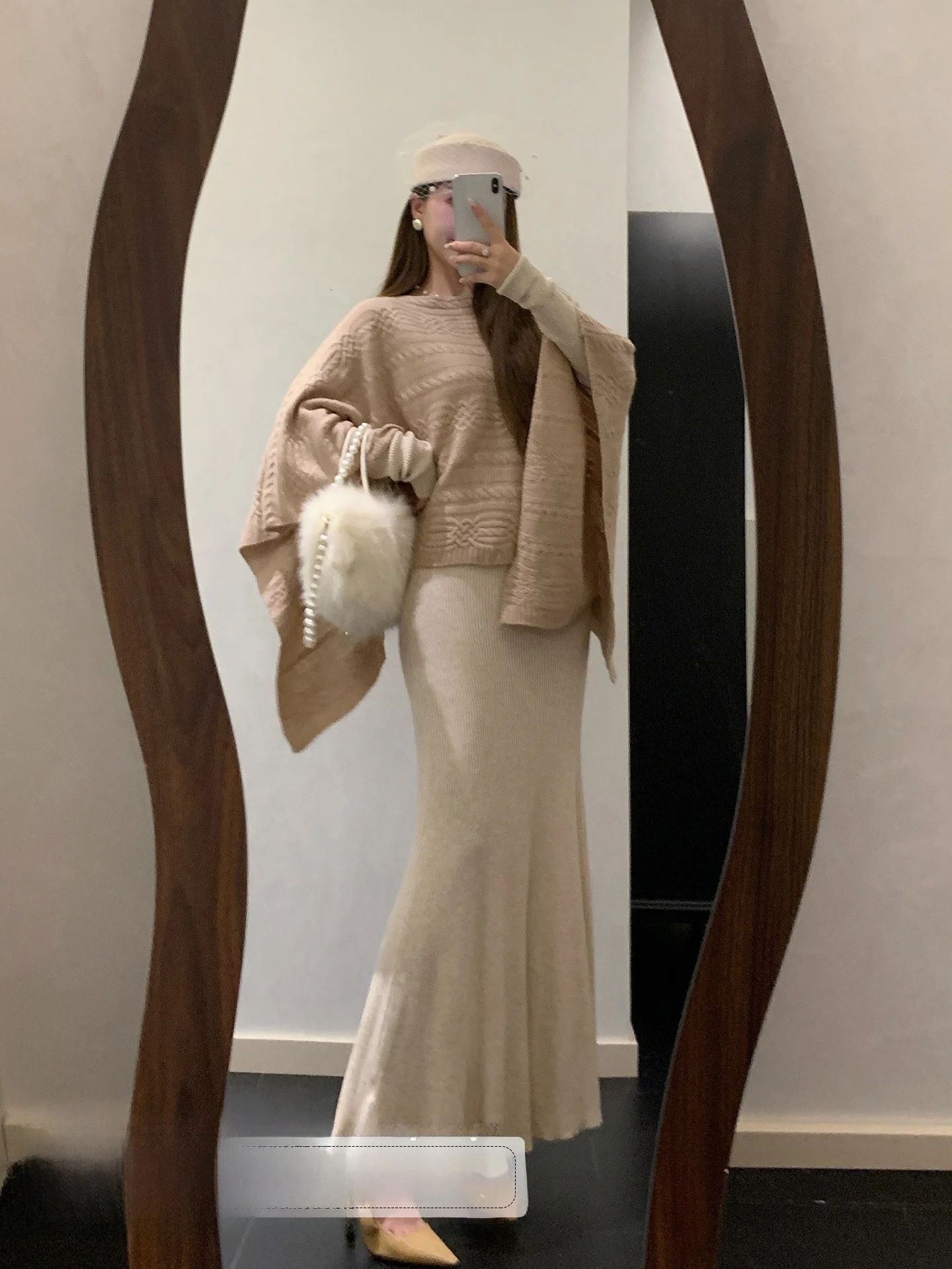 

Элегантная вязаная шерстяная накидка-шаль из 100% шерсти цвета овсянки/какао, универсальная, модная, мягкая, в французском стиле, свободного кроя, повседневная, удобная, женская.