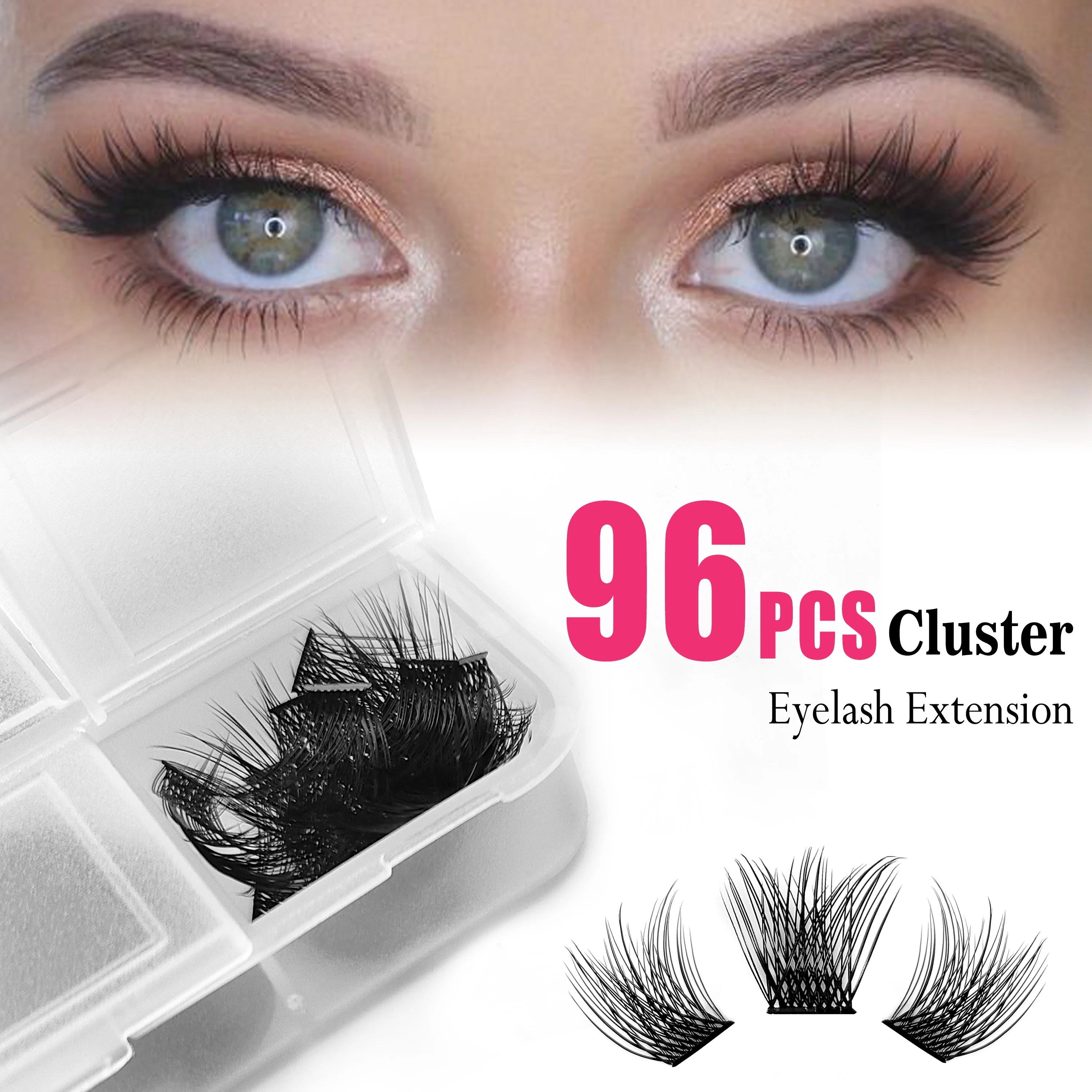 premium eyelash extension 96PCS lashes cluster  C/D Curl  Individual Grafting False Lashes Russian Volume Lash Makeup