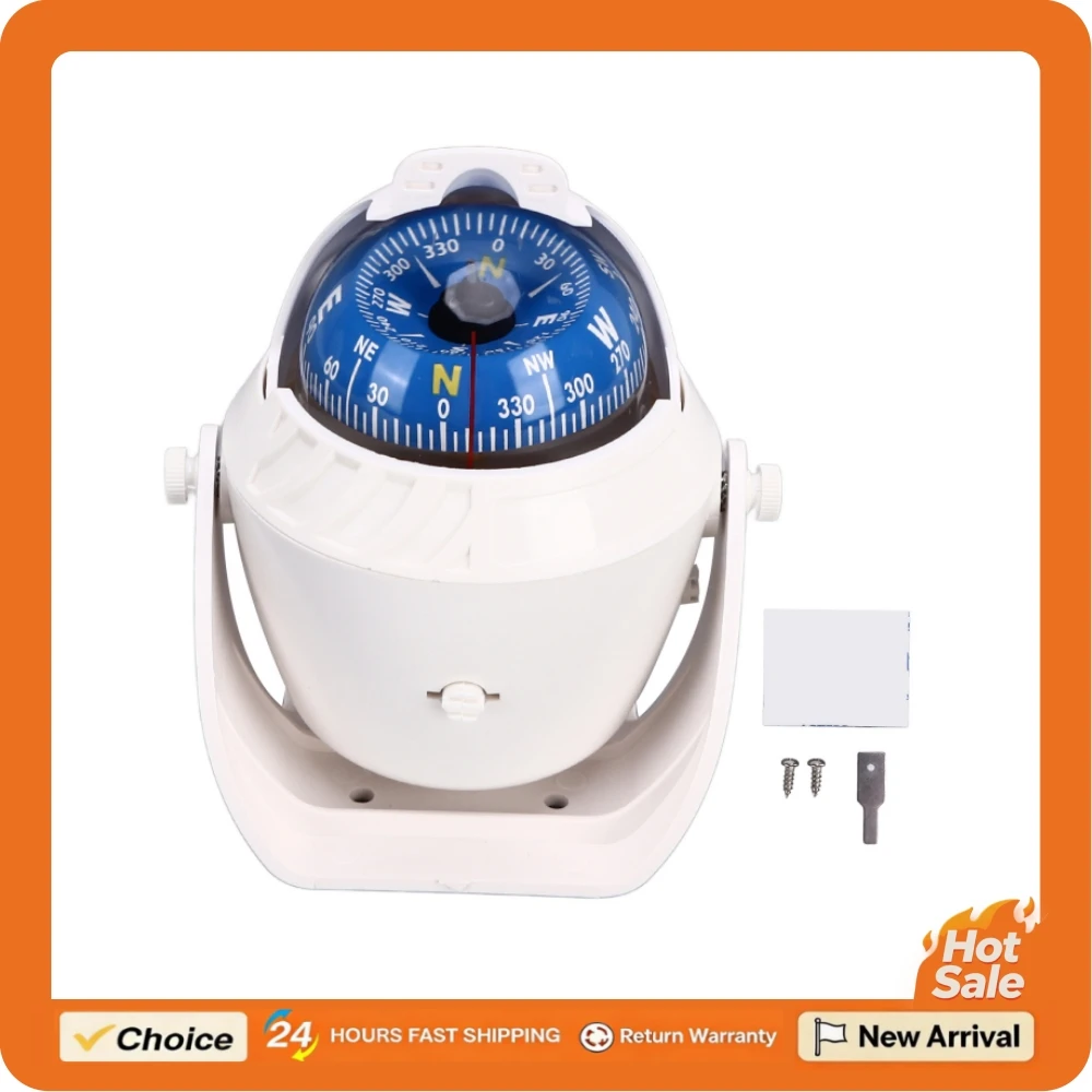 Marine Boat Navigation Compass for Cars Ships Caravans Marine Magnetic Declination Adjustment Night Lighting Dash Mount Compass
