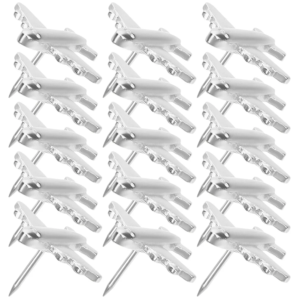 

30pcs Metal Airplane Thumbtacks Silver Cute Tacks Bulletin Board Decorative Wall Office Push Pins Map Markers Staples