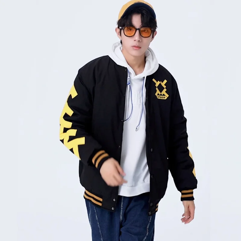 American baseball uniform men's autumn and winter trend loose 2024 new niche parkas brand casual embroidery varsity jacket women