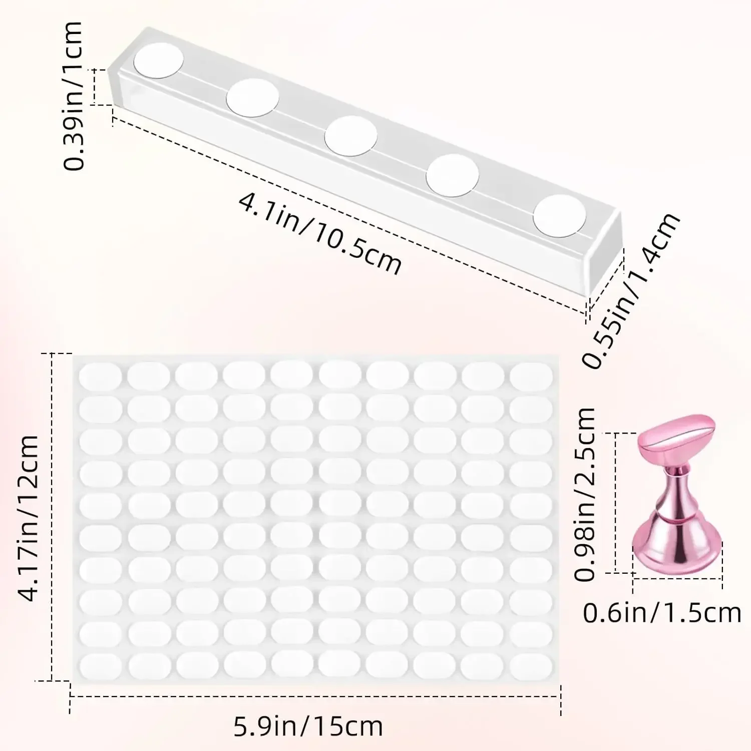 2-Pack Nail Stand Set for DIY Nail Art Adhesive Strips with Tweezers Perfect for Beginners And Salons Nail Display