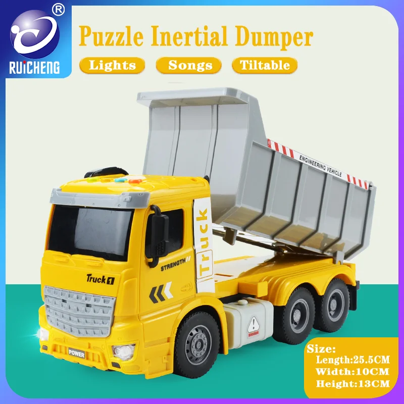 Puzzle Early Education Dump Truck 2-6 Years Old Children's Car toy Engineering Transport Vehicle Simulation Model Birthday Gift