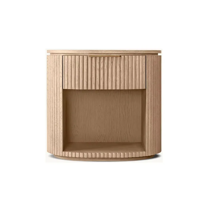 

American luxury modern bedroom with uniquely designed furniture storage, marble countertops and solid wood vintage bedside