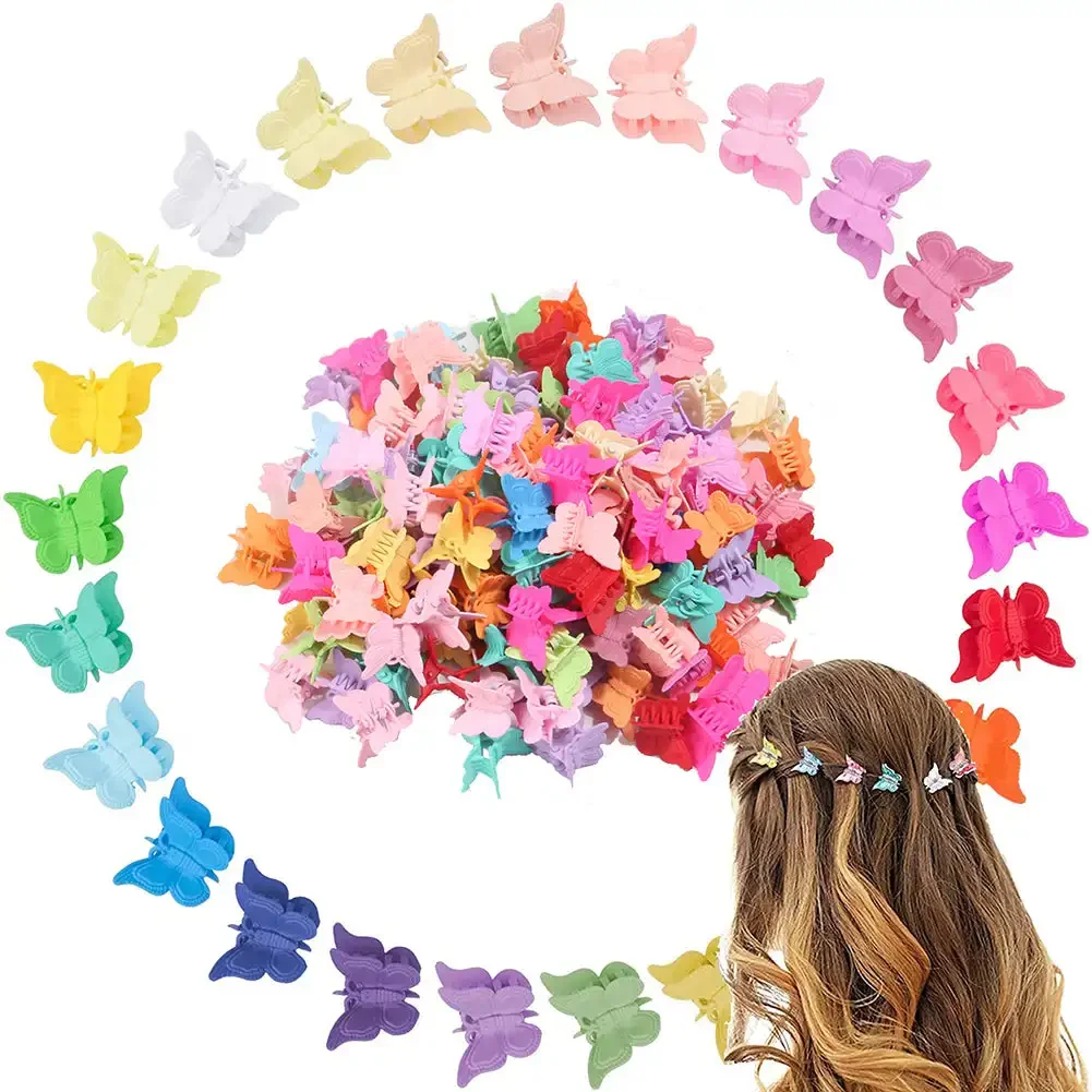 1pc Mini Butterflies Hair Clip Multicolors Headwears Knot Love Candy Solid Color Claw Clips Hair Accessories for Baby Girls