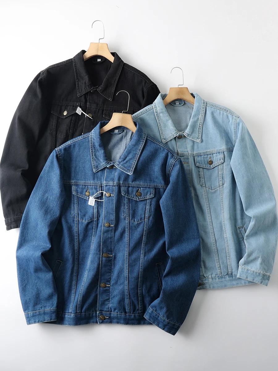 

Новая мужская модная джинсовая куртка в стиле ретро с отложным воротником, повседневная, молодежная, приталенная, с длинными рукавами, городская, весенняя