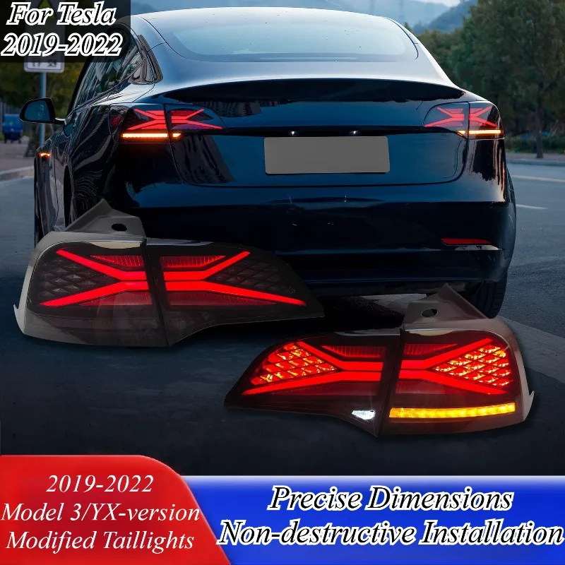 

For Tesla Model 3 Model Y LED Rear Tail Lights Assembly Sequential Turn Signal Dynamic Blinking Style Upgrade Car Accessories