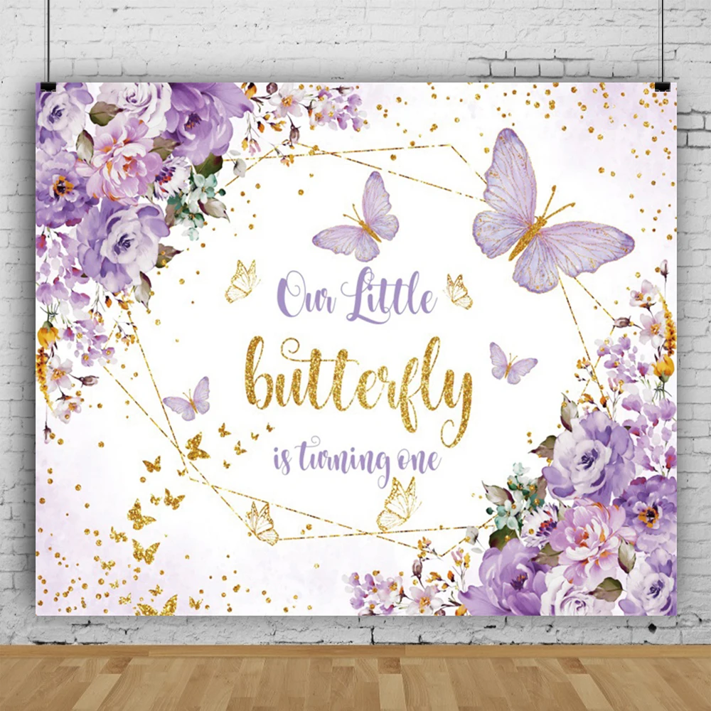 Cartoon Butterfly Background Princess Girls Birthday Decoration Banner Pink Floral Garden Party Baby Shower Photography Backdrop