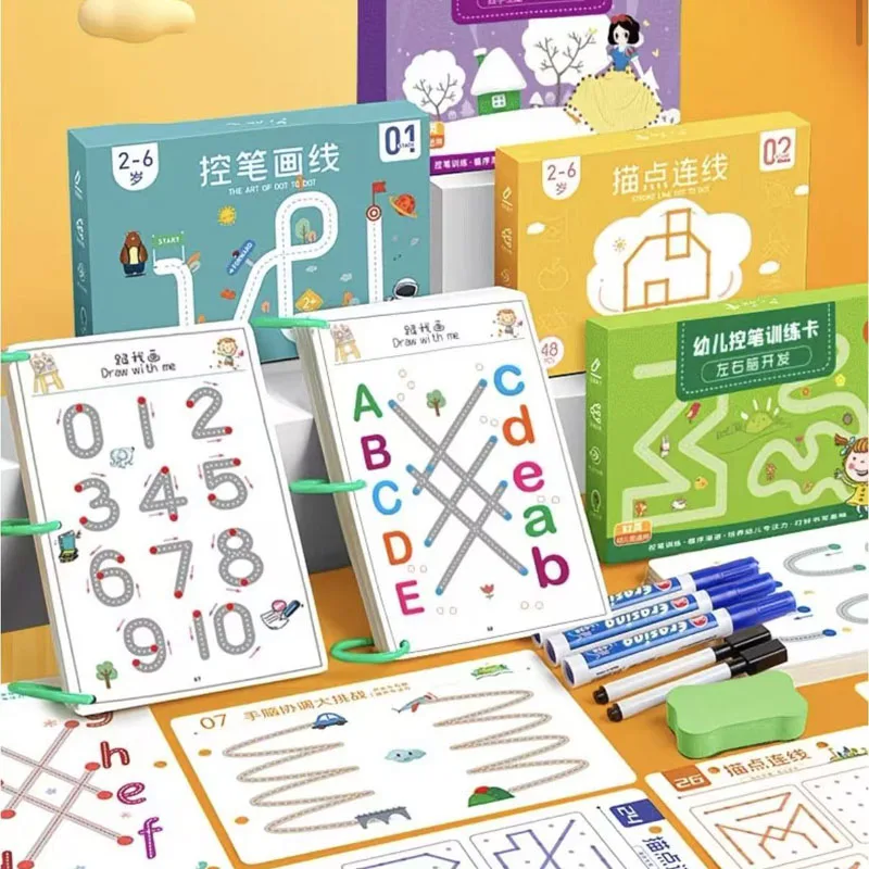 Reusable Magical Tracing Workbook Magic Practice Copybook Control Training Book Children Montessori Drawing Education Stationery