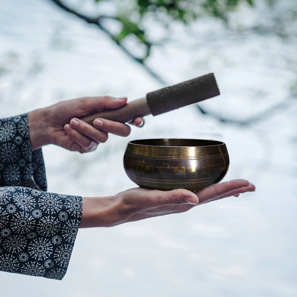 Buddha Sound Bowl Tibetan Bell Yoga  Bowl Metal Singing Bowl Striker Chanting Bowl Brass Chime Handicraft Music