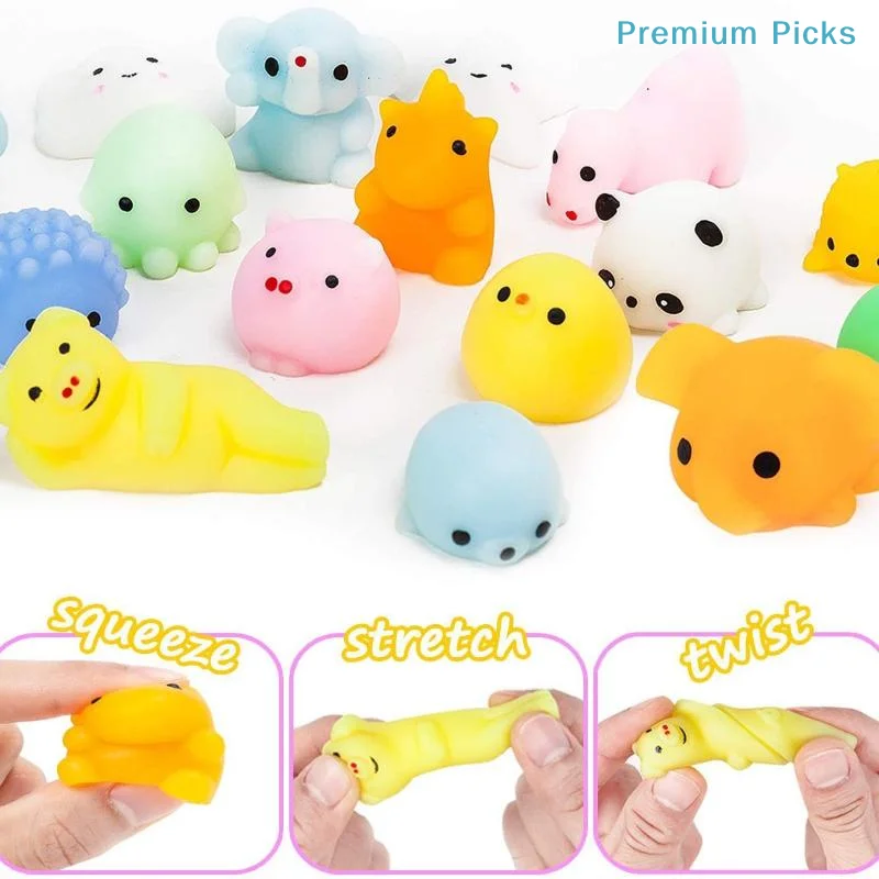 portable10Pcs Soft Mini Kawaii Mochi Squeeze Toys Stress Relief Fidgets for Kids Adults Office Relaxation