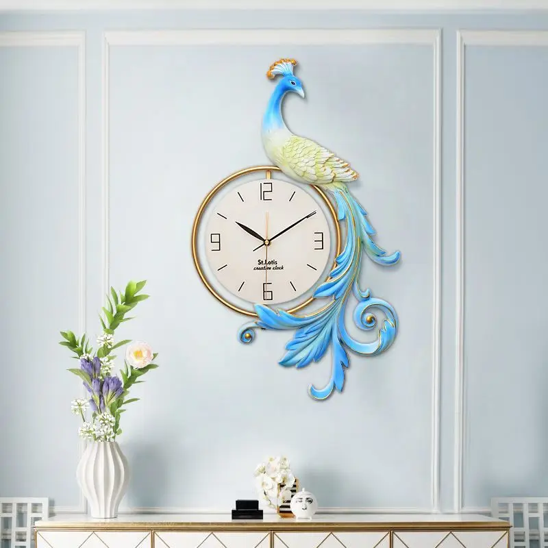 Creative Peacock Living Room Clock Home Fashion Alien Decoration Nordic Style Wall Hanging Home Clock