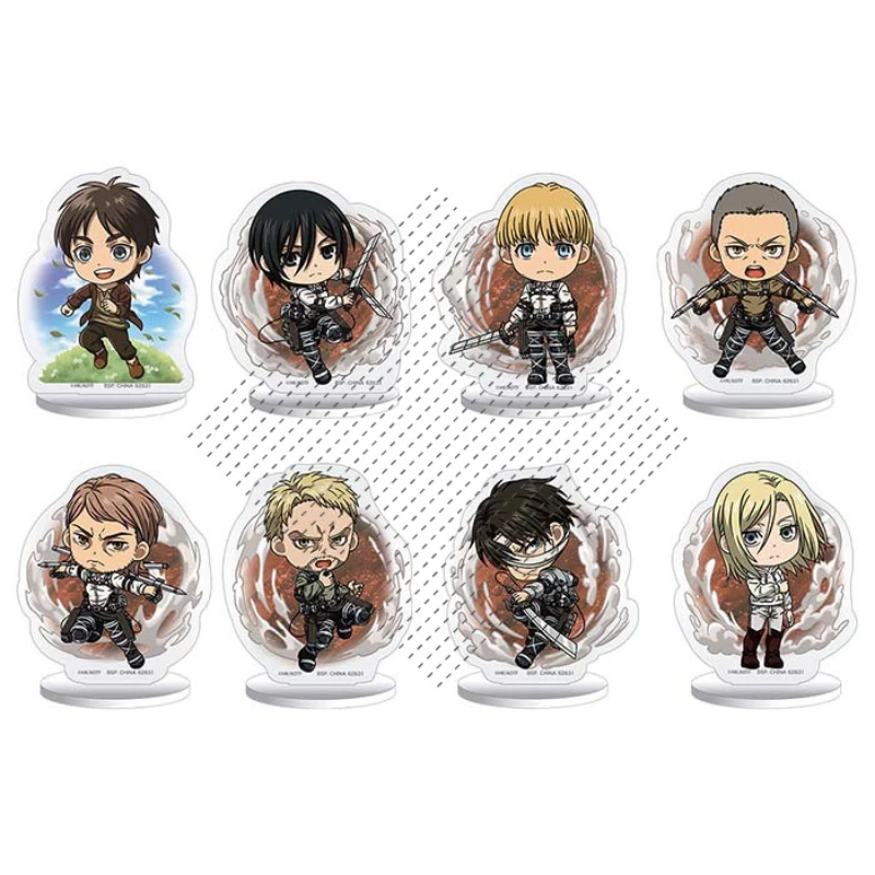 Game Eren Mikasa Armin Levi Connie Erwin Acrylic Stand Doll Anime Mini Figure Model Plate Cosplay Toy for Gift