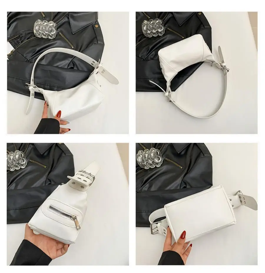 Underarm Bag Women's Bag Cool Drag Style Single Shoulder Underarm Stick Bag Niche Design Leather Zipper Single Shoulder Handbag image 3