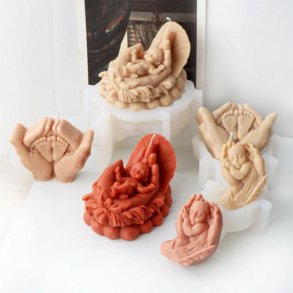 

Креативная силиконовая форма для свечей с милыми детскими ножками, угол сна, детское ароматическое мыло, статуя, инструменты, домашний декор, подарок для новорожденного