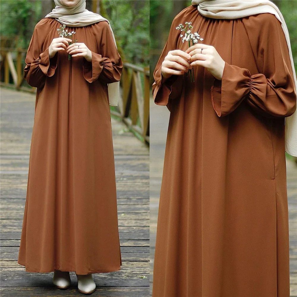 

Eid Djellaba Modest Muslim Dress for Women Plain Abaya Dubai Kaftan Turkey Arabic Robe Caftan Marocain Femme Musulmane Jalabiya
