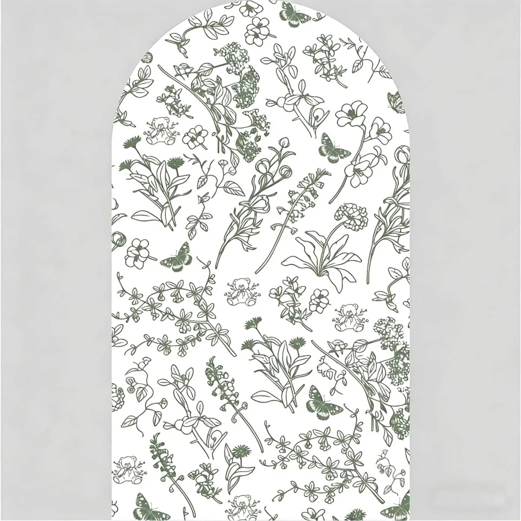 LS Custom 2-Sided Green Bow Flowers Pattern Girl Birthday Party Baby Shower Cover Chiara Arch Background Decor Backdrop