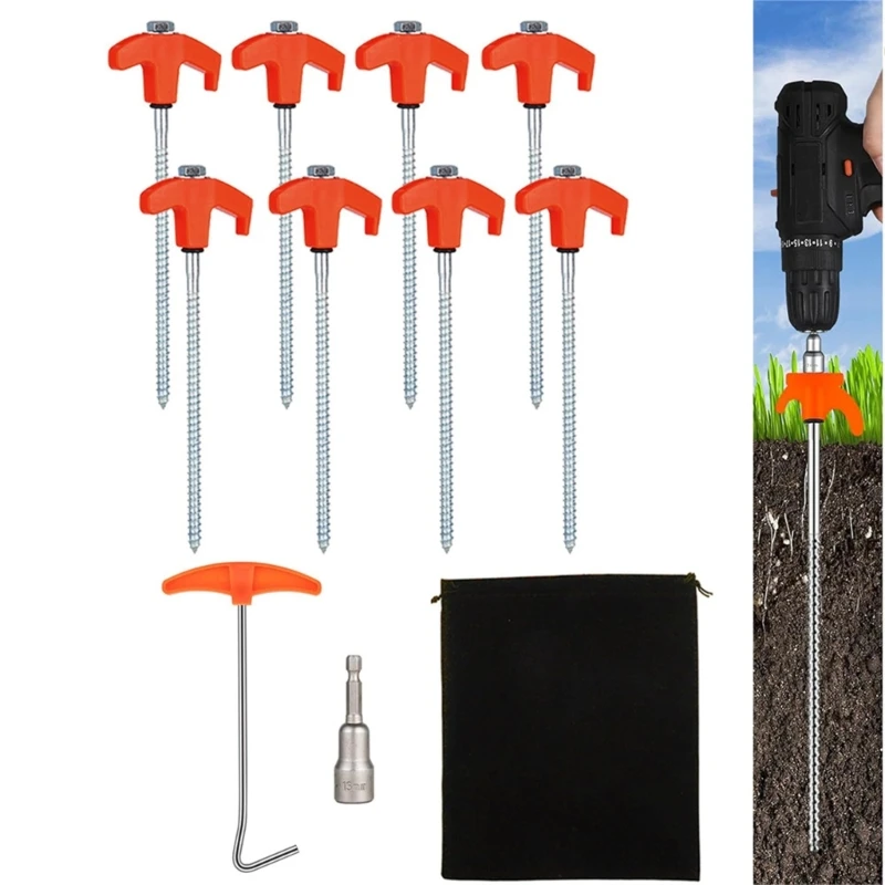 

8Pcs Screw Thread Tent Stakes Pin Campings Tent Peg with Hexagon Socket Ground Pin for Fixings Tent Tarps Awnings 24BD