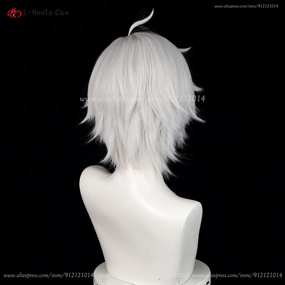 ZZZ Seth Lowell Cosplay Wig 30cm Silver White Wigs For Men Women Cosplay Anime Wig Heat Resistant Synthetic Hair Halloween view 6