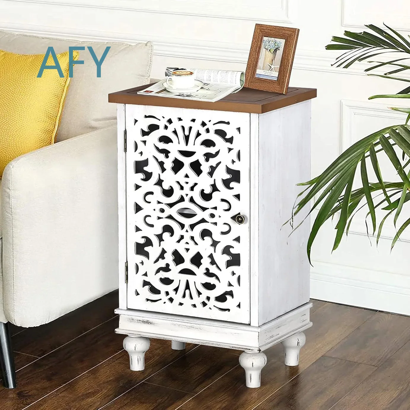Decorative Locker Panel Furniture for Italian Light Luxury Bedroom Chest with Hollow Pattern Drawer Cabinet for Modern Home