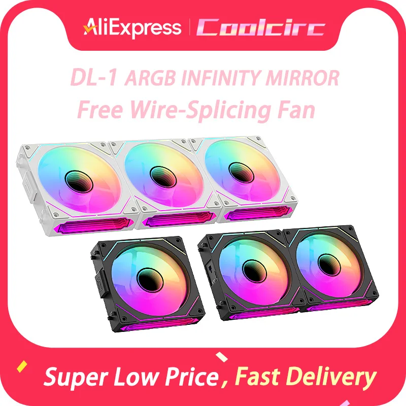 

COOLCIRC DL-1 Free Wire-Splicing Chassis Fan ARGB Mirror Cycle Light Effect Fan 120mm 4Pin PWM Low Noise CPU Cooler For Gamer